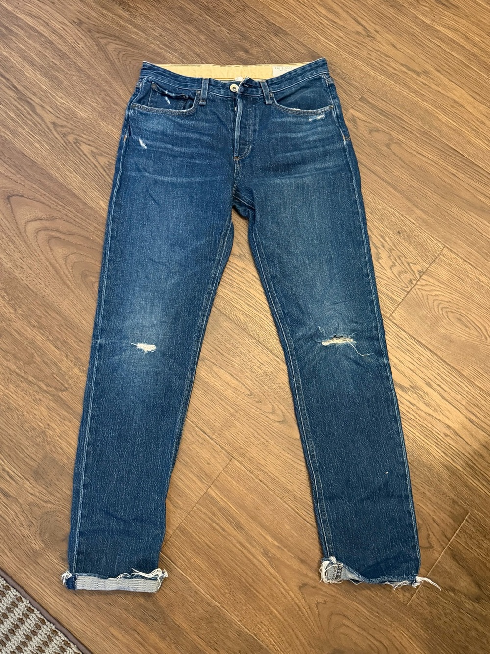 rag & bone Slim Distressed Dark Blue Skinny Jeans